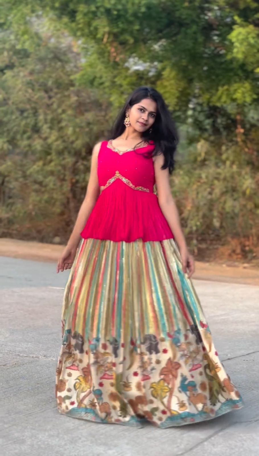 Pc 399 Kalamkari Crop Top Indo Western Wholesale Market In Surat 